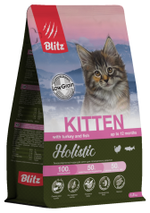 Blitz Holistic «СВЕЖАЯ ИНДЕЙКА И РЫБА» — низкозерновой сухой корм для котят, беременных и кормящих кошек 1,5кг Blitz Holistic «СВЕЖАЯ ИНДЕЙКА И РЫБА» — низкозерновой сухой корм для котят, беременных и кормящих кошек 1,5кг