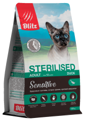 Blitz Sensitive с Уткой сухой корм для стерилизованных кошек Blitz Sensitive с Уткой сухой корм для стерилизованных кошек